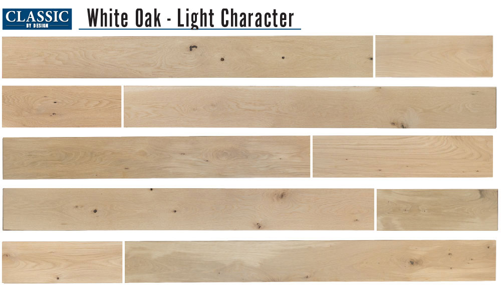Classic by Design White Oak Engineered Flooring, Light character grade.